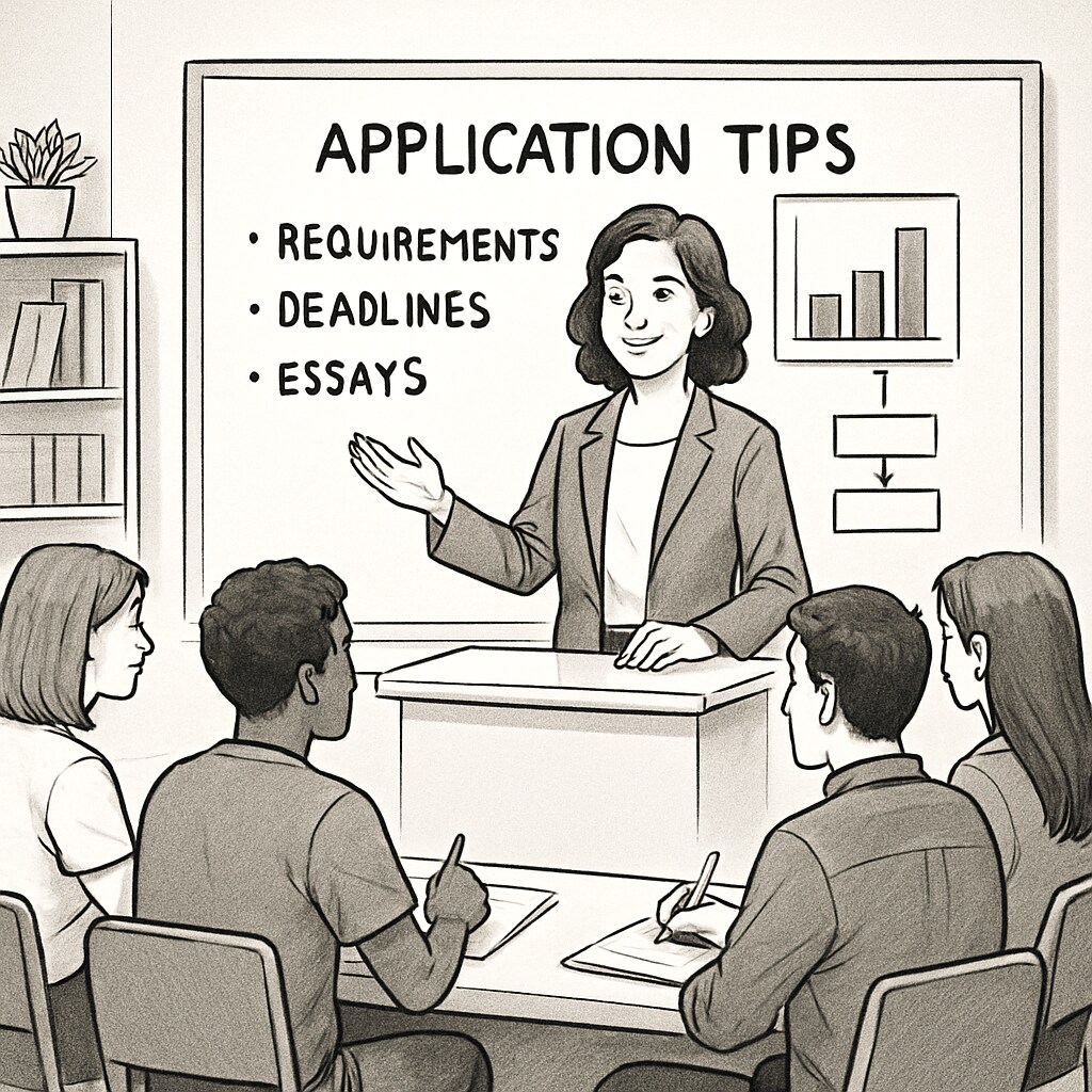 College counselor helping freshman students with applications.
