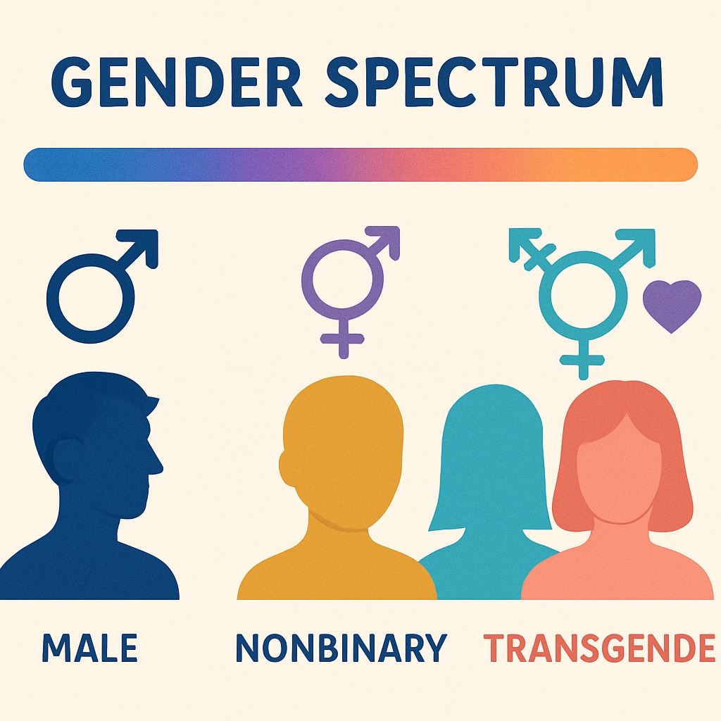 Gender spectrum graphic highlighting nonbinary and transgender identities.