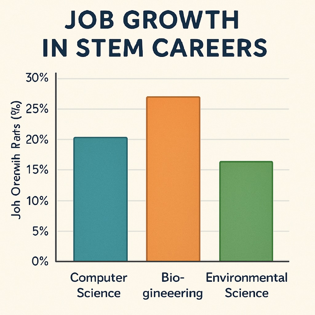 A visual representation of job growth rates in STEM fields, helping high school graduates assess career prospects.