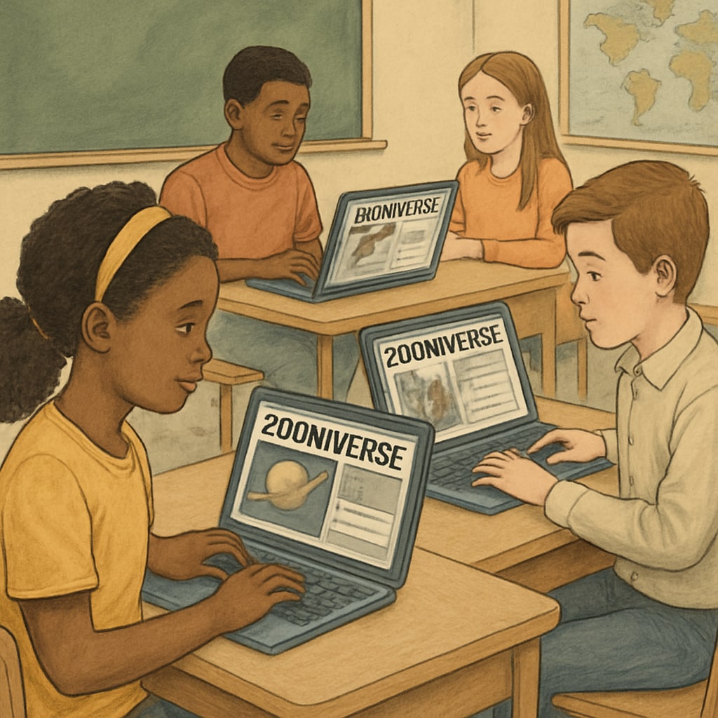 A group of diverse students using laptops in a classroom to participate in a Zooniverse citizen science project. Students engaging with Zooniverse citizen science projects on laptops.