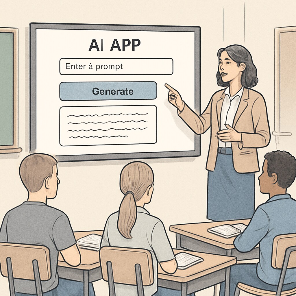 Teacher using AI-powered educational tools to enhance classroom learning.