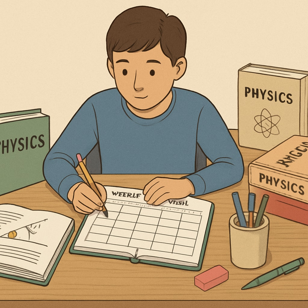 A student planning their study schedule to clear physics backlogs.
