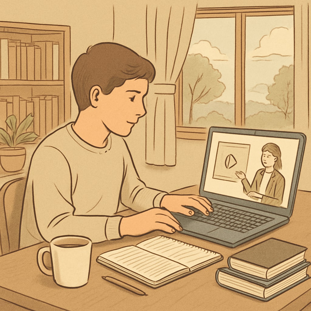 Student taking an online course to recover high school credits.