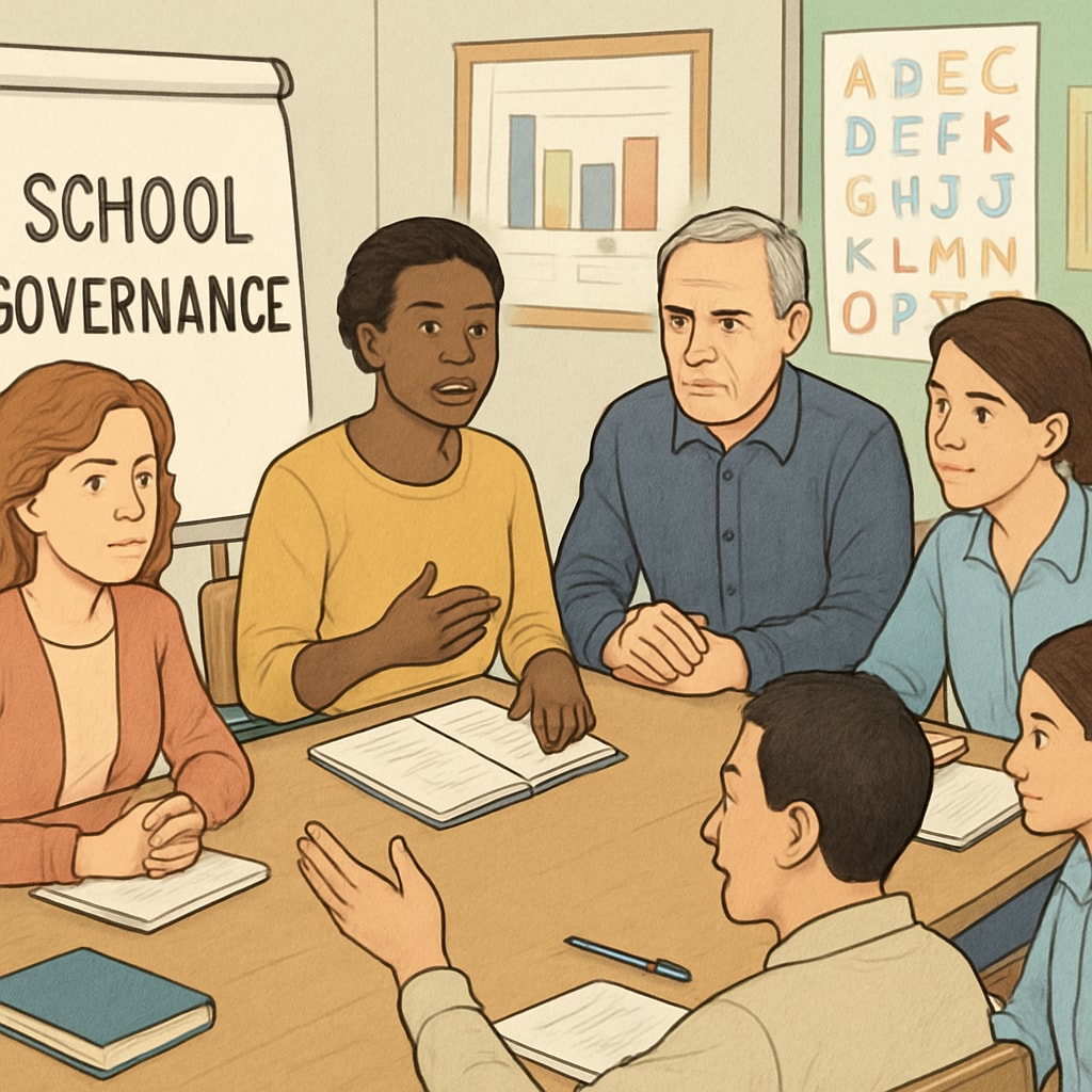 A concerned group of parents and educators at a community meeting discussing school governance. A community meeting discussing concerns about a school board member's child abuse history.