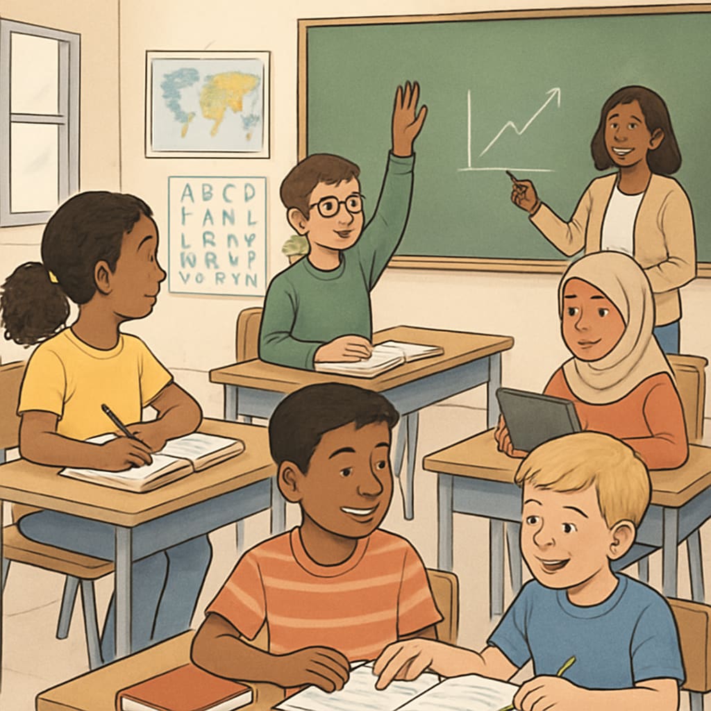 Public school education inclusivity with diverse students.