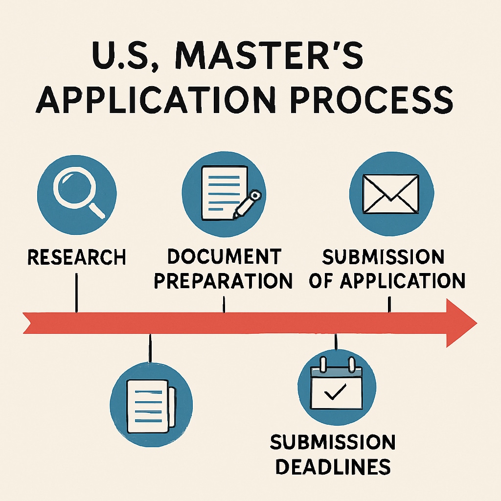 Timeline graphic of U.S. master's application process for 2024.