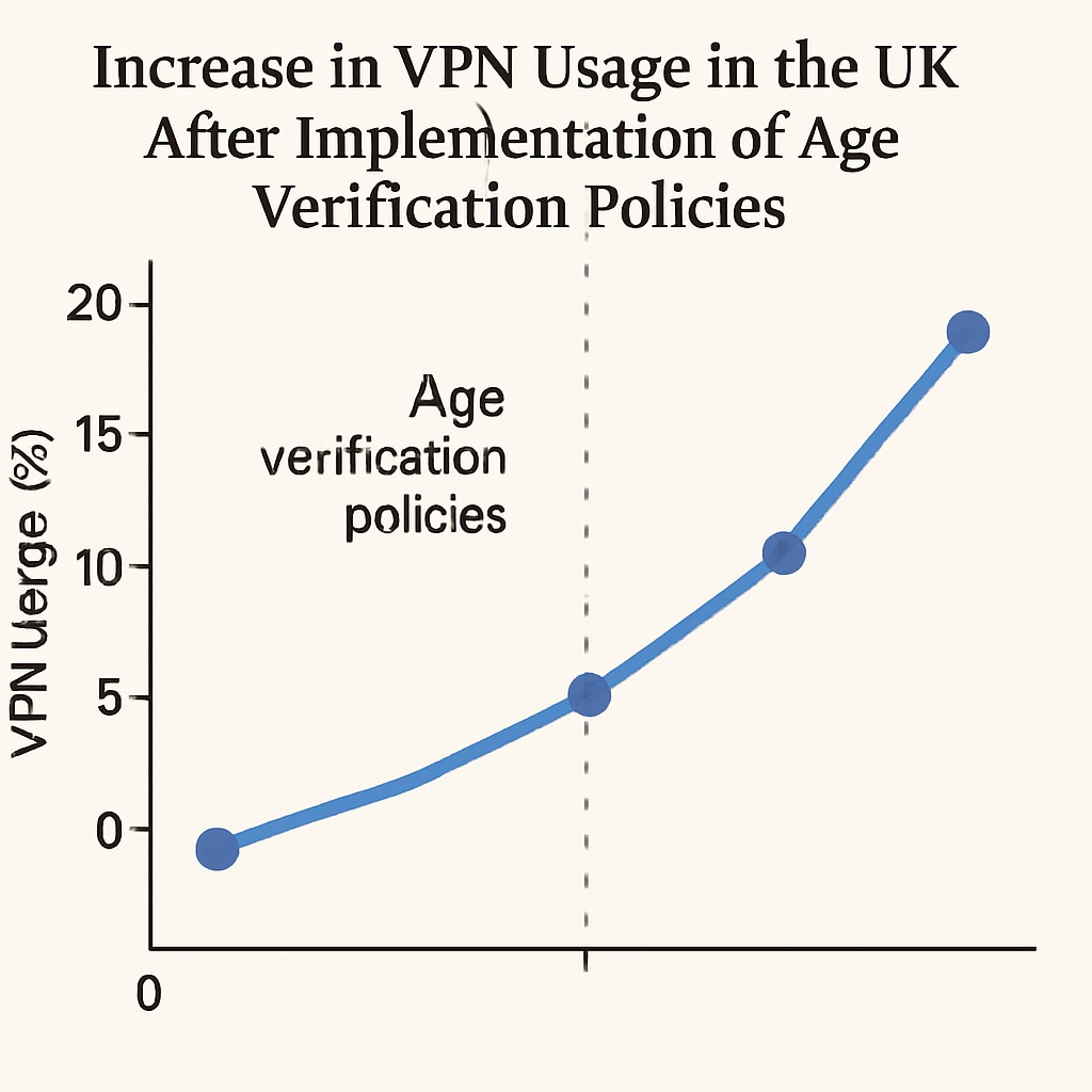 Chart showing VPN usage trends in the UK after age verification policies.