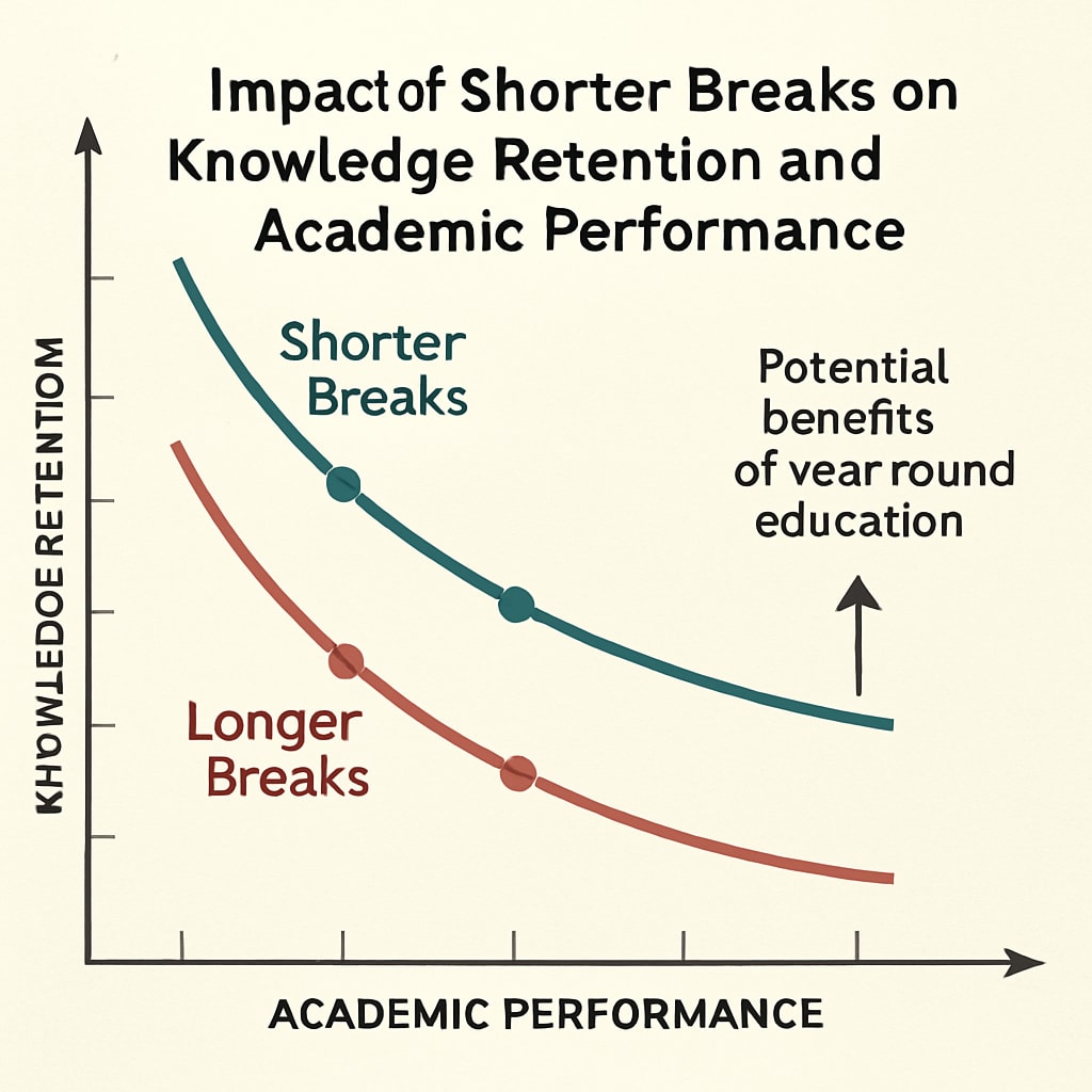 Graph illustrating improved knowledge retention with year-round education.