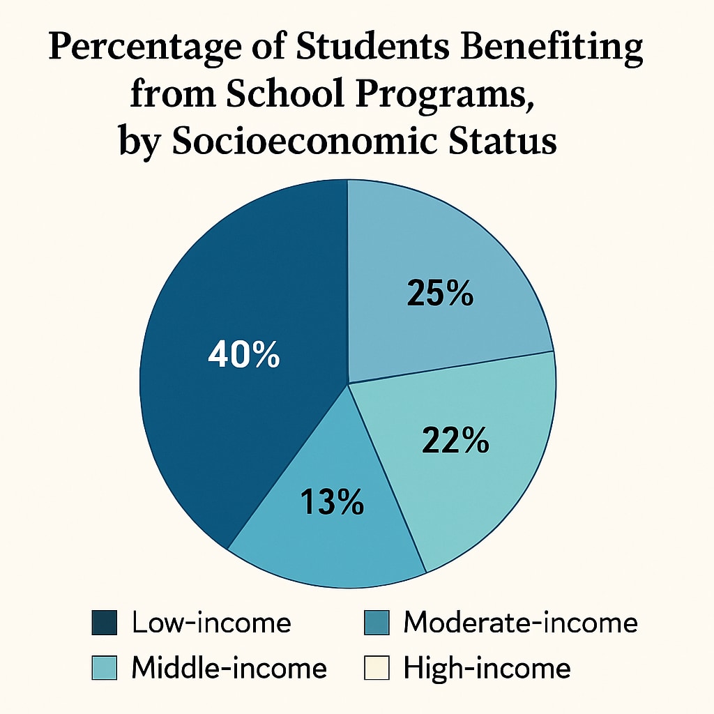 Pie chart illustrating the correlation between socioeconomic status and access to school programs.