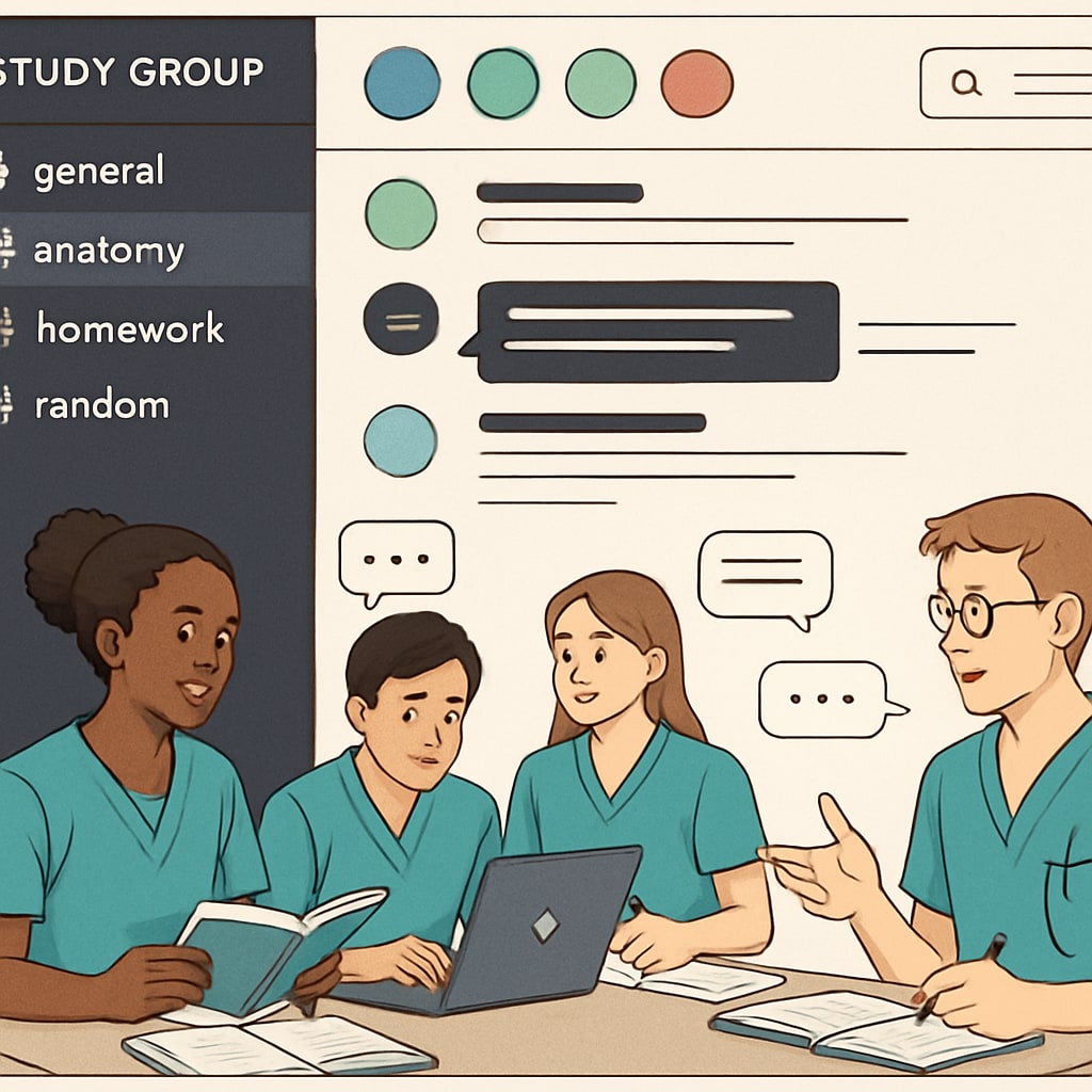 Nursing students collaborating in a Discord study group