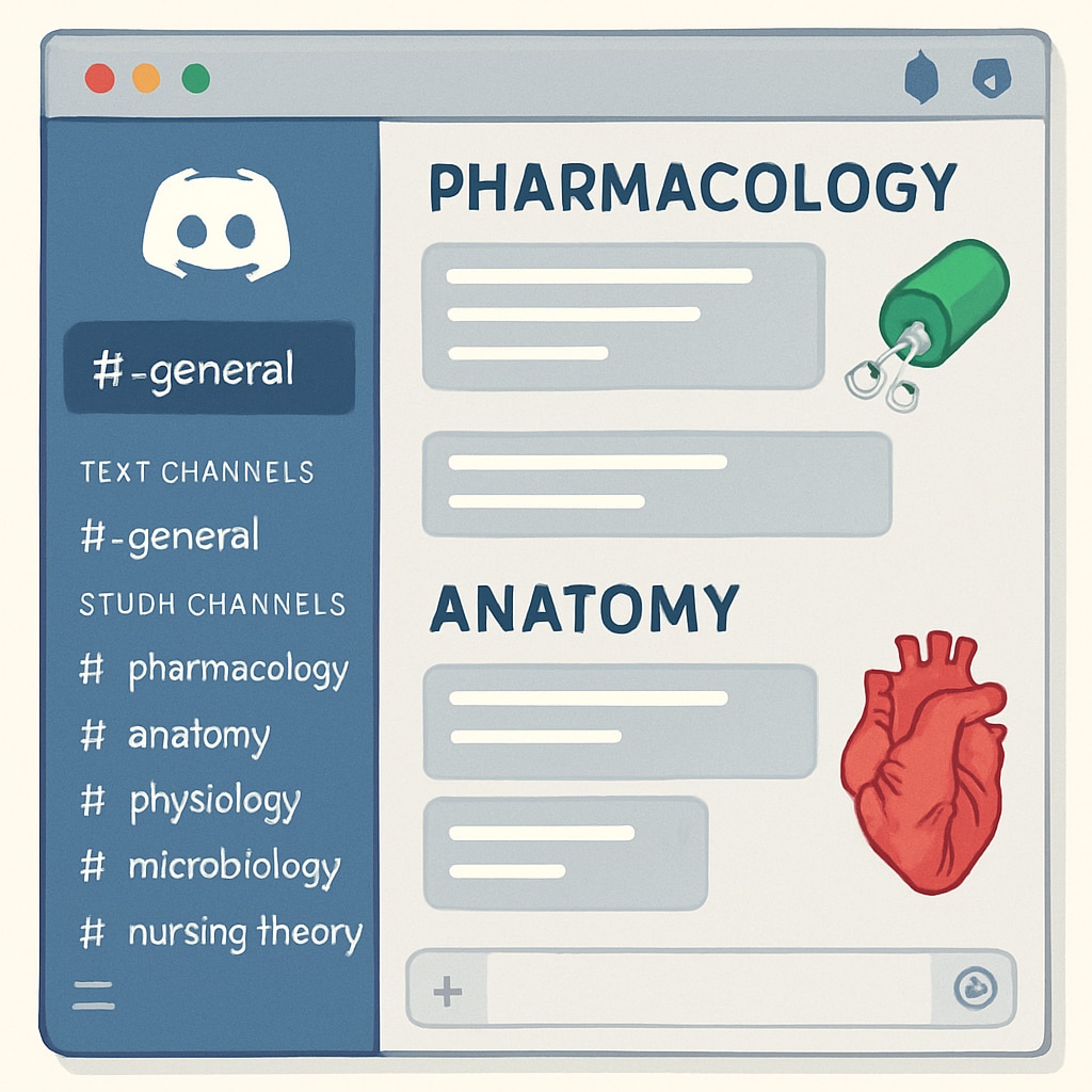 Discord interface for nursing study groups