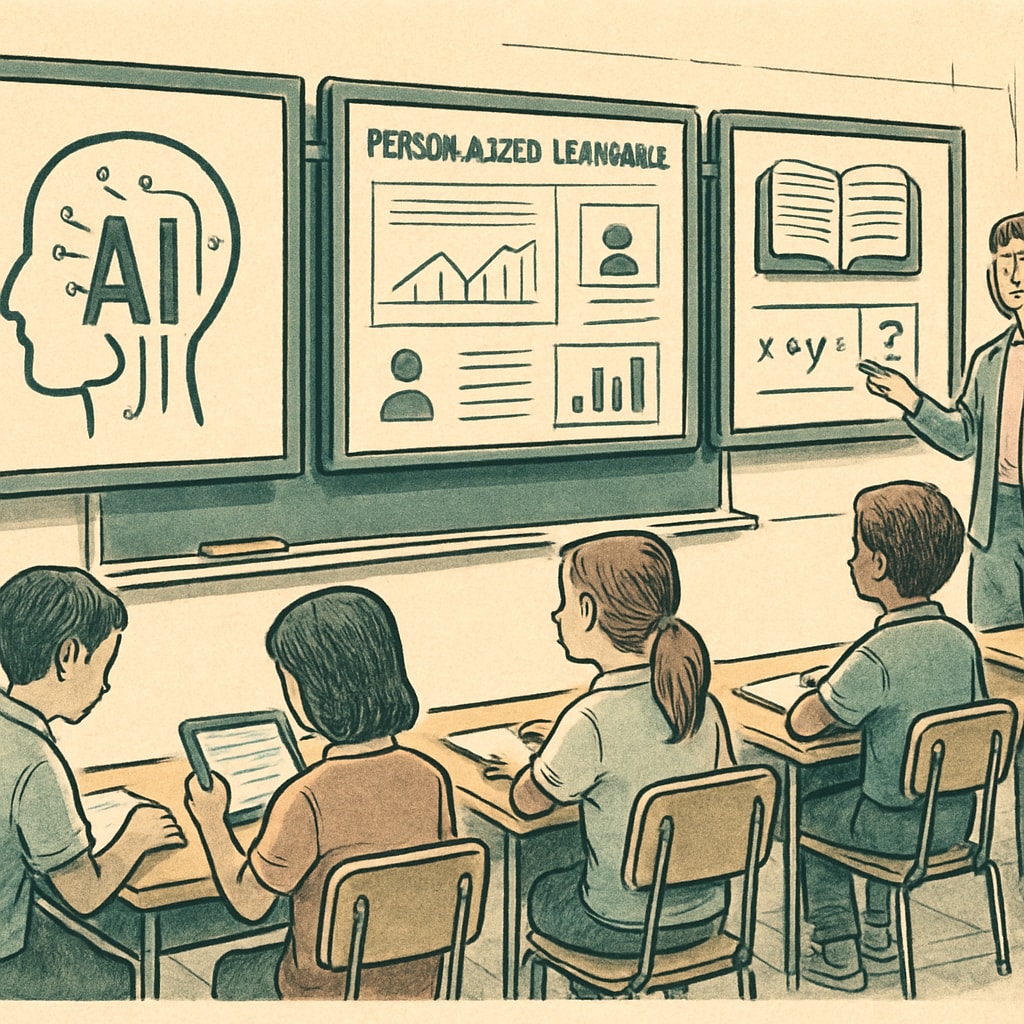 AI-powered learning tools in a classroom setting for personalized education.