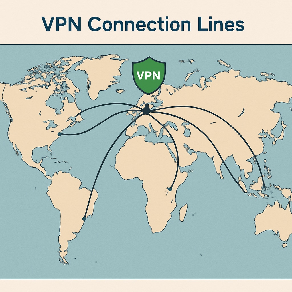 VPN connections illustrated on a global scale, highlighting its usage in the UK.