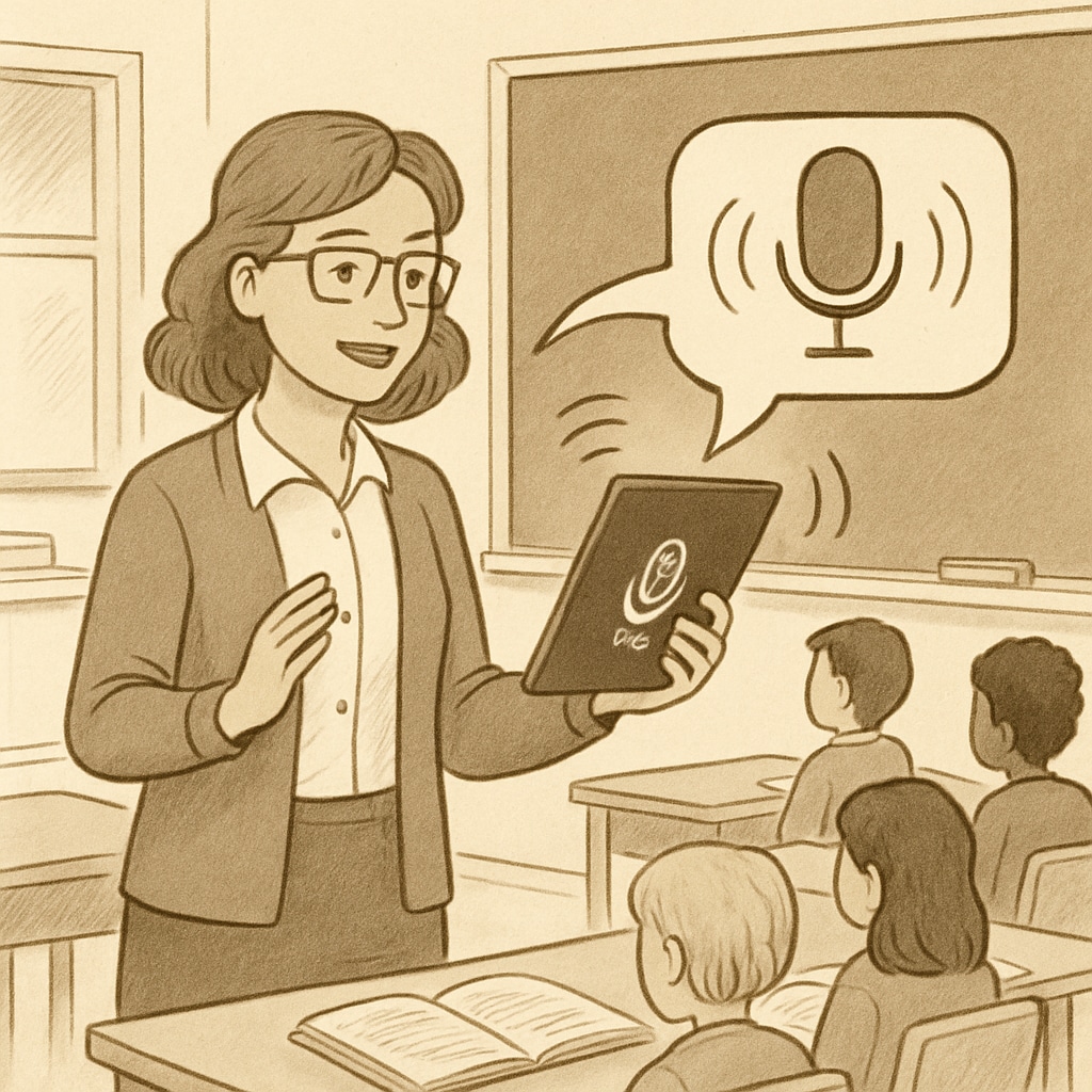 Teacher leveraging WillowVoice for teaching feedback in a classroom environment.