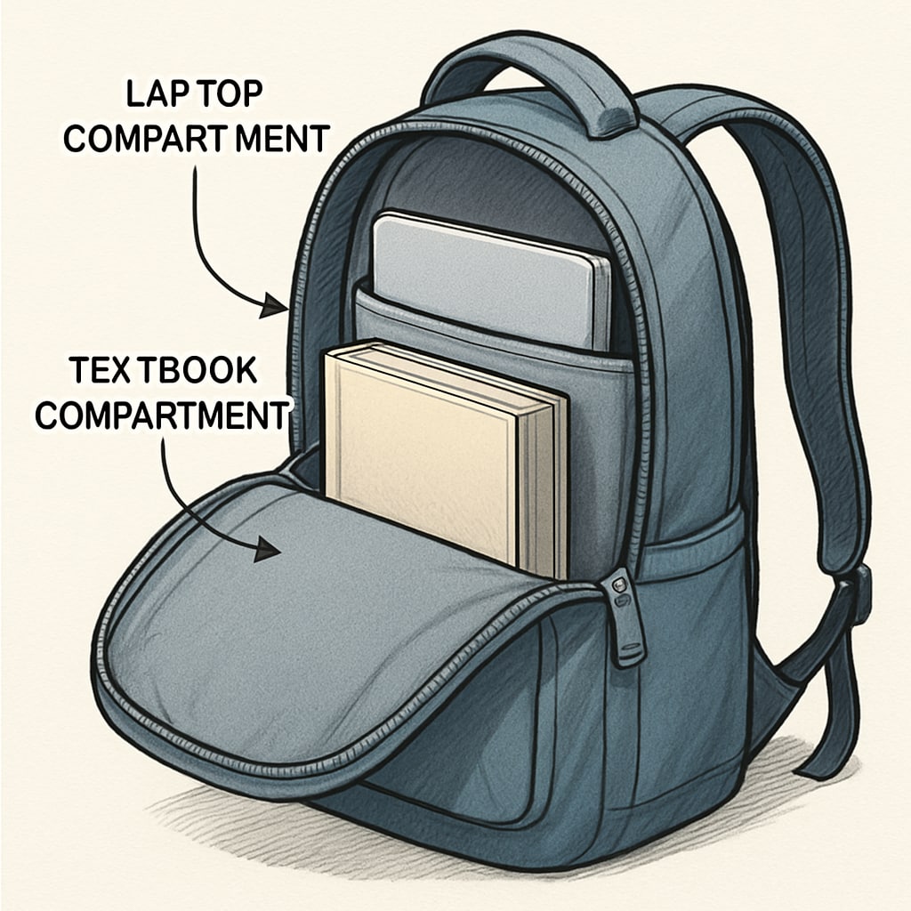 Affordable backpack with compartments for laptops and textbooks.