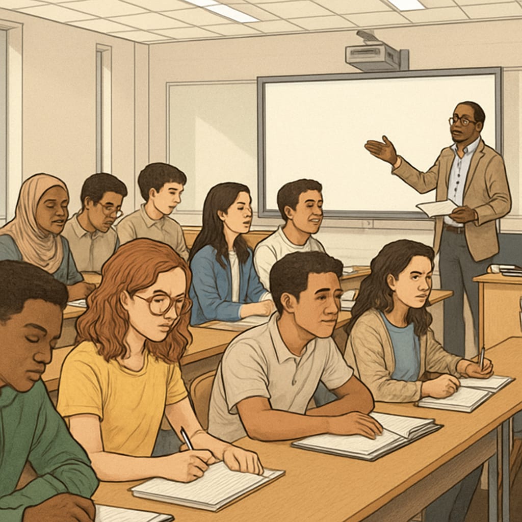 Students participating in a foundation year course lecture.