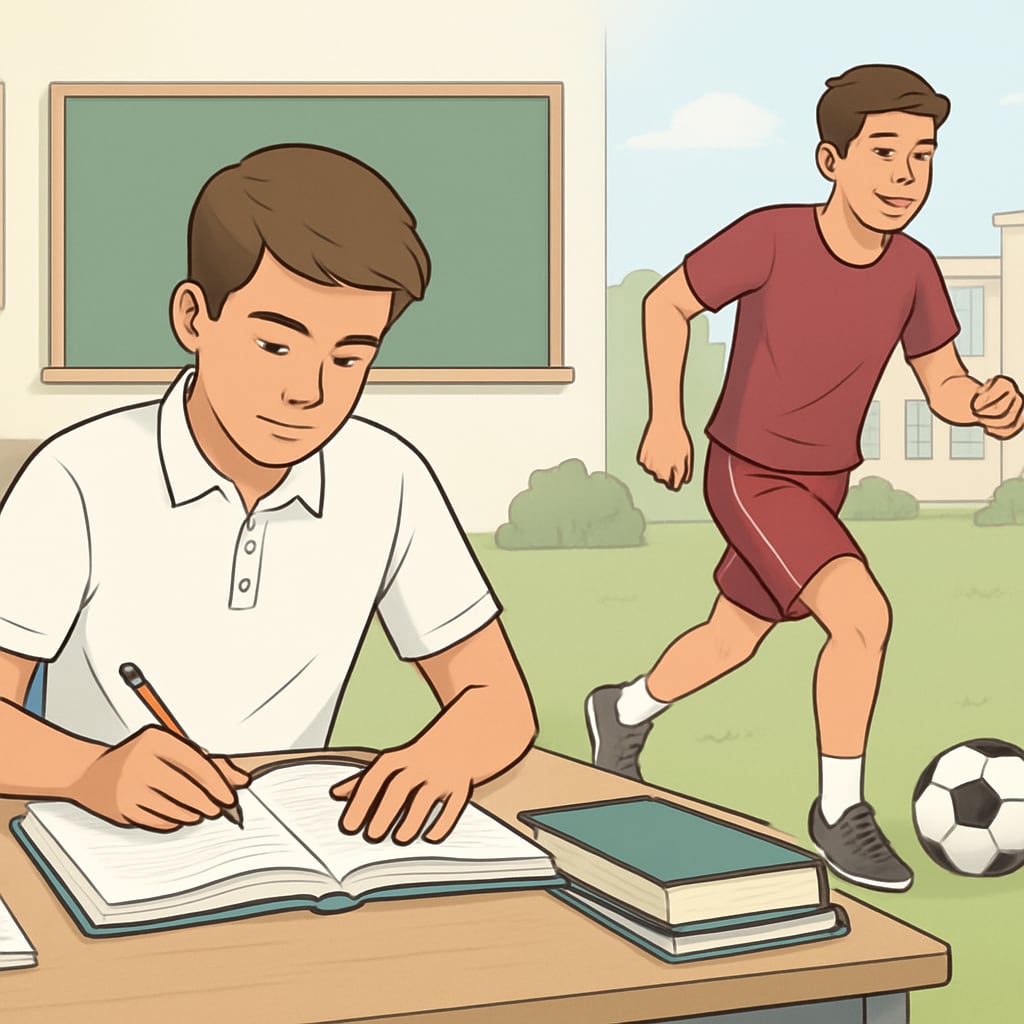 A student balancing academic and extracurricular commitments for holistic growth.