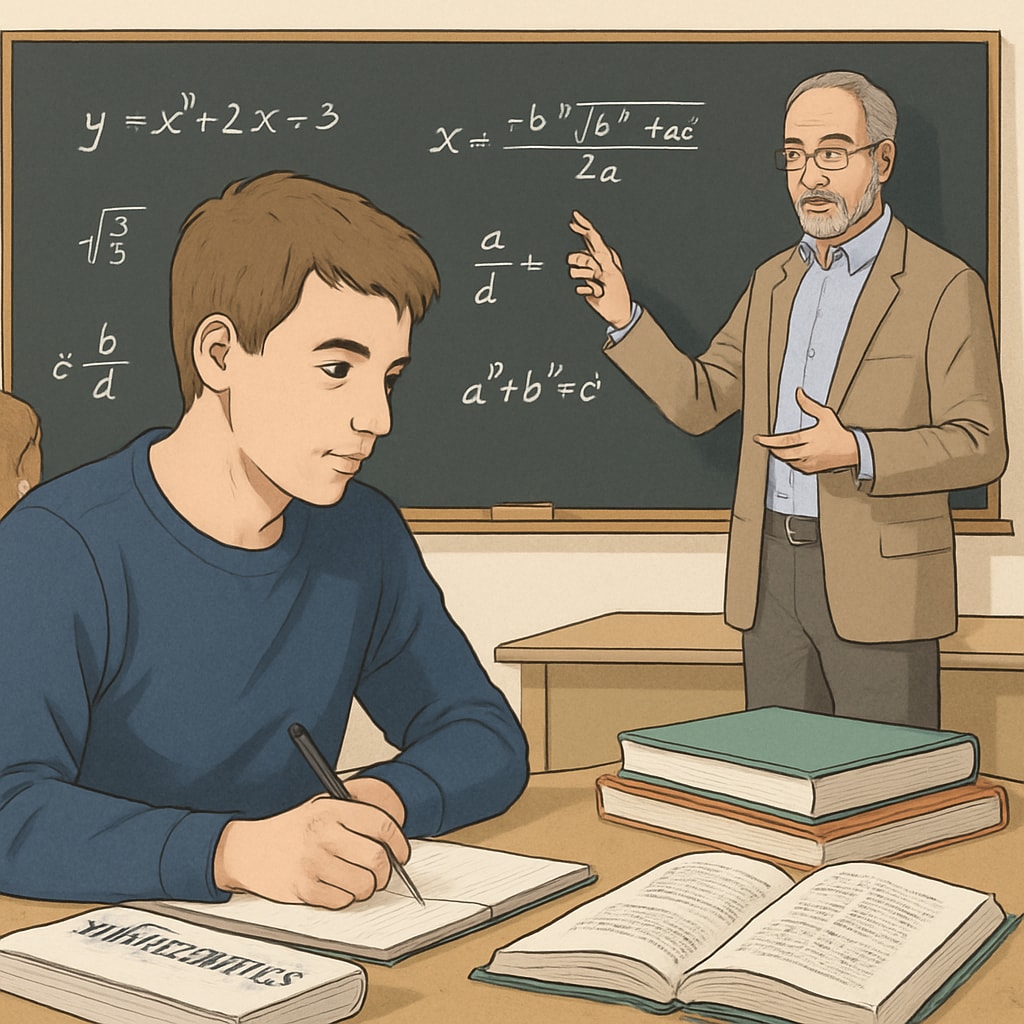 A young adult attending a mathematics class in a UK adult education center. A student participating in a mathematics course as part of a UK education program.