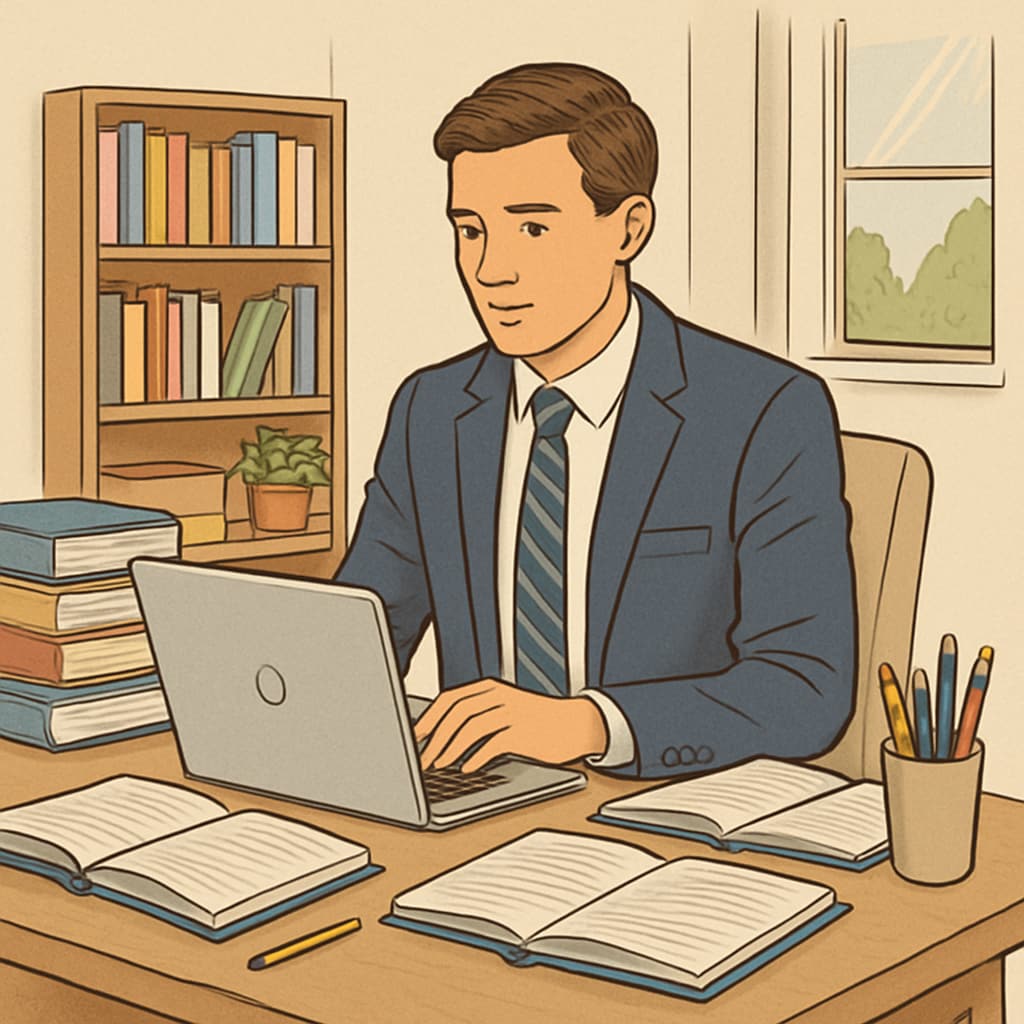 Professional balancing career growth and pursuing a master’s degree through online learning.