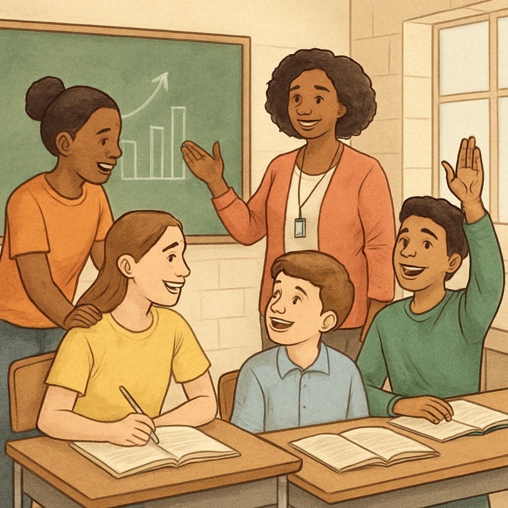 UK academic recovery: Students interacting with a tutor in a classroom.
