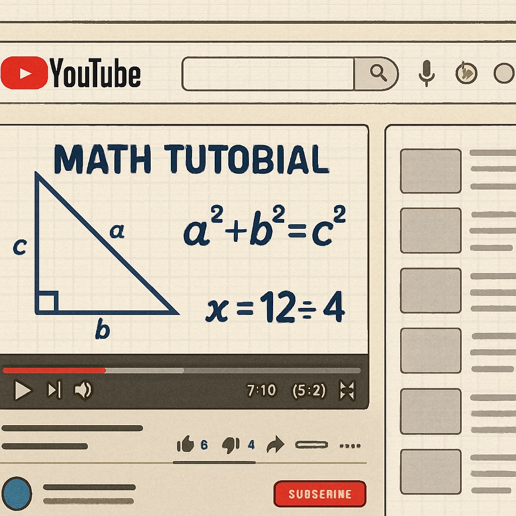 A screenshot of the YouTube interface showing an educational math video with visible tutorial content. YouTube interface displaying an educational math video tutorial.