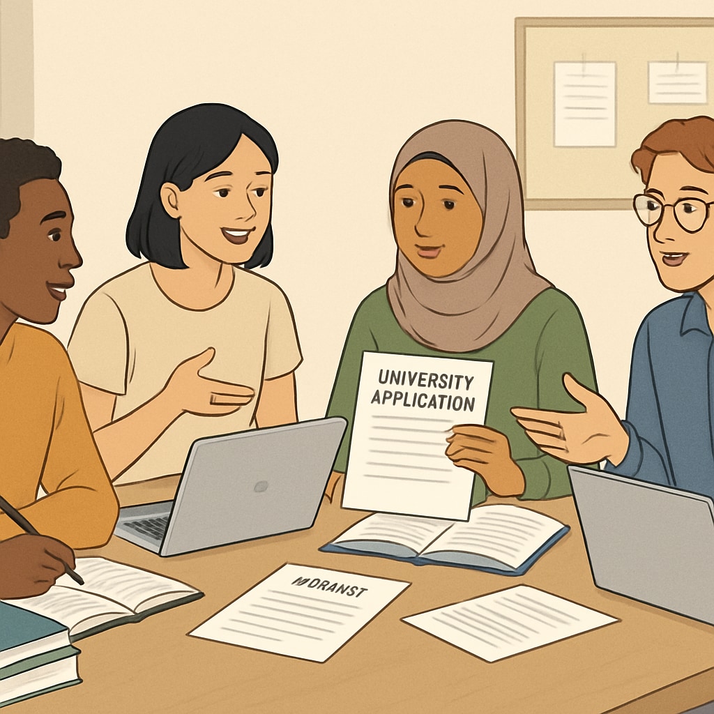 International students discussing affordable universities for AS-Level results.