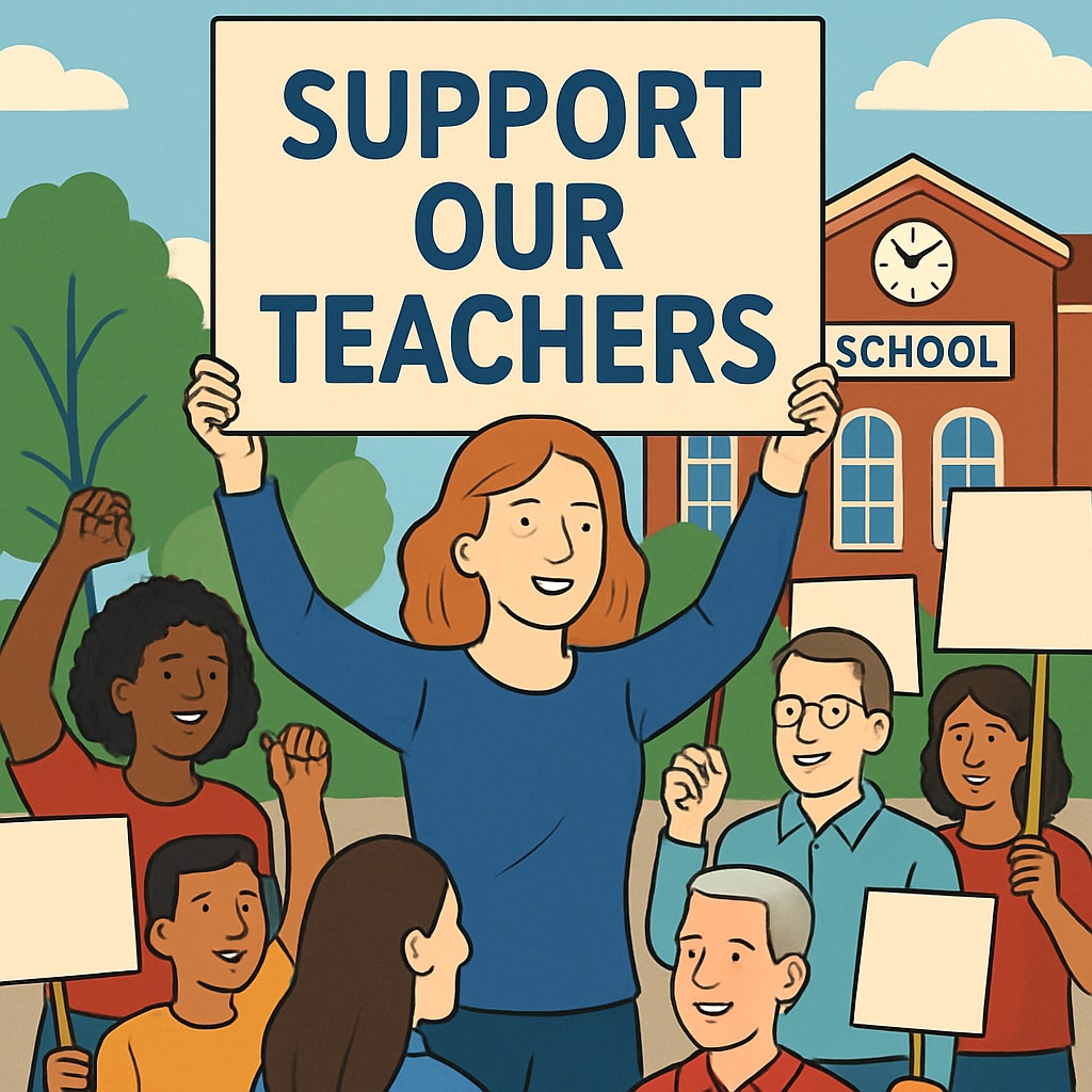 A protest sign reading A protest sign from a rally advocating for teachers' rights and education reform.