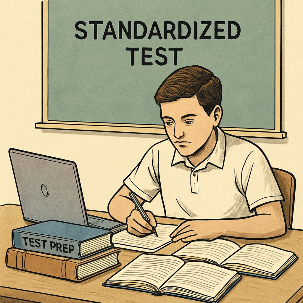 International student preparing for standardized tests like SAT and TOEFL.