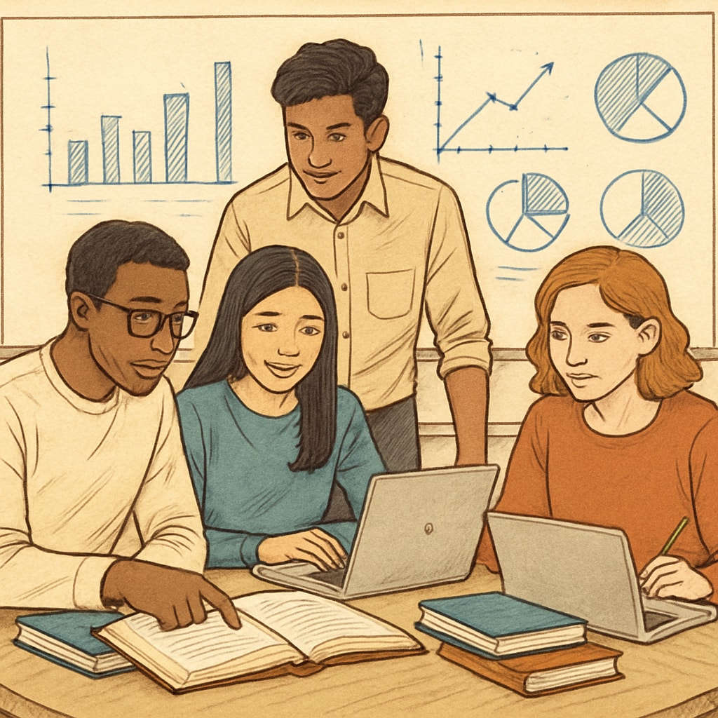International students learning data science concepts at a U.S. university.
