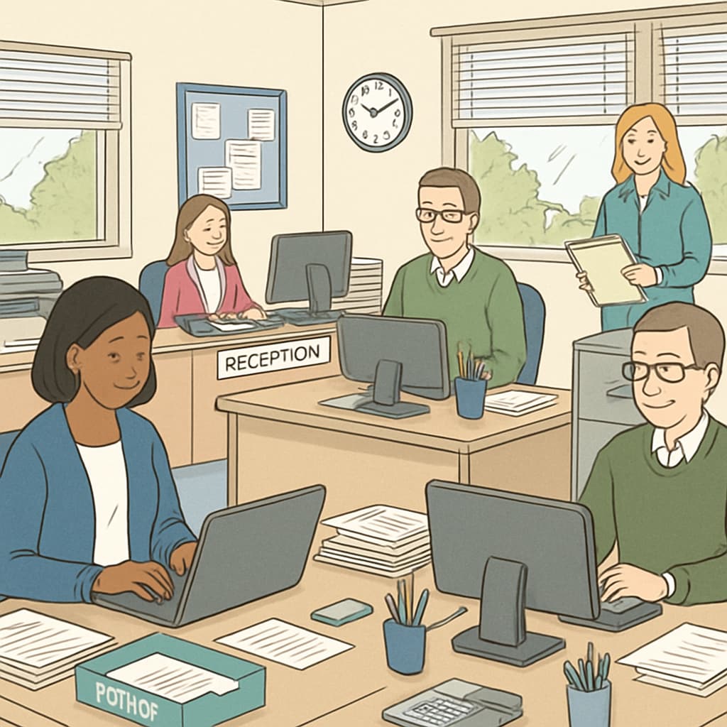 Non-teaching roles in education, such as administrative staff in a school office.