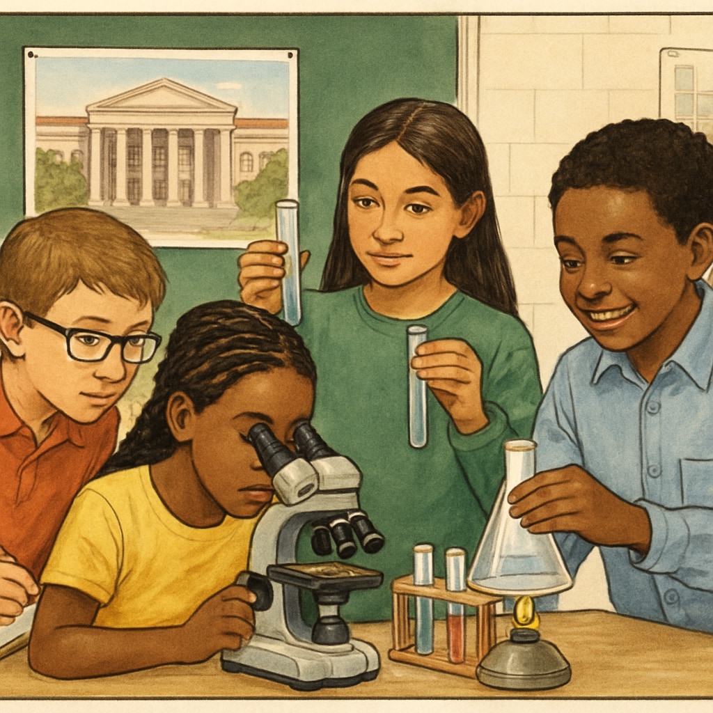 A diverse group of K12 students participating in a hands-on science project inspired by university research. K12 students engaging in an activity based on insights from University of California research.