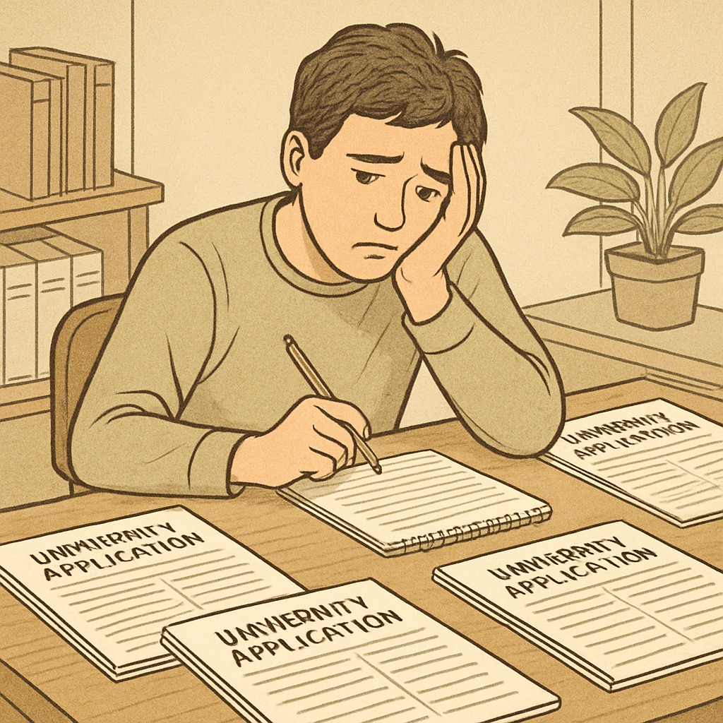 Student overwhelmed by university application challenges