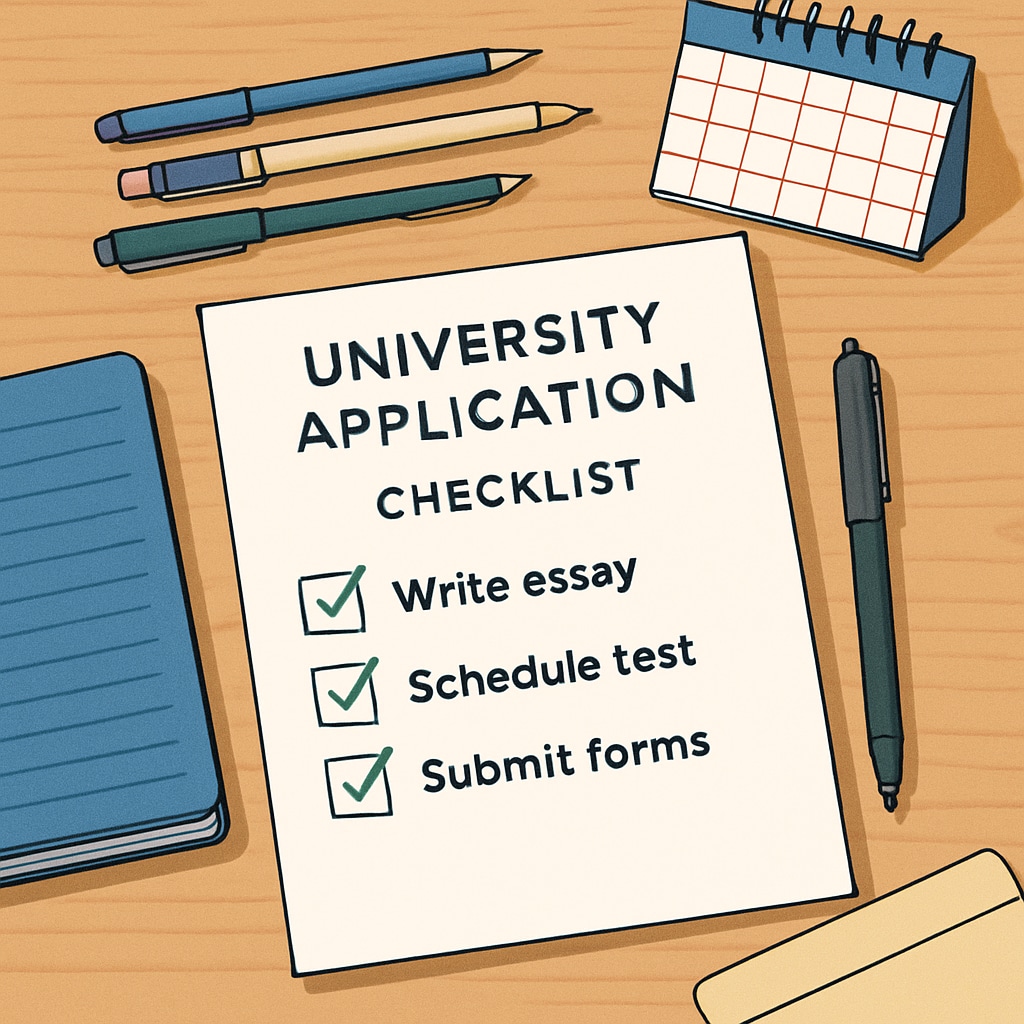 Checklist for university application tasks