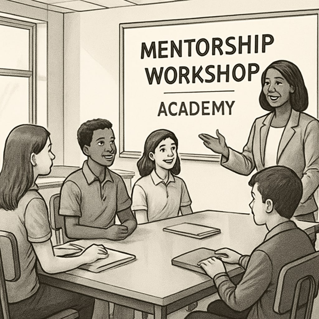 Students participating in a mentorship workshop at a K12 success academy.