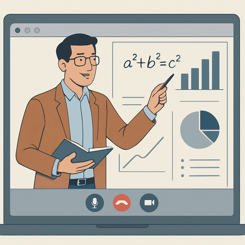 A teacher conducting an online lesson with interactive tools, highlighting the innovative approach of Khan World School and ASU. Teacher leading an online class for Khan World School and ASU's dual-credit program.