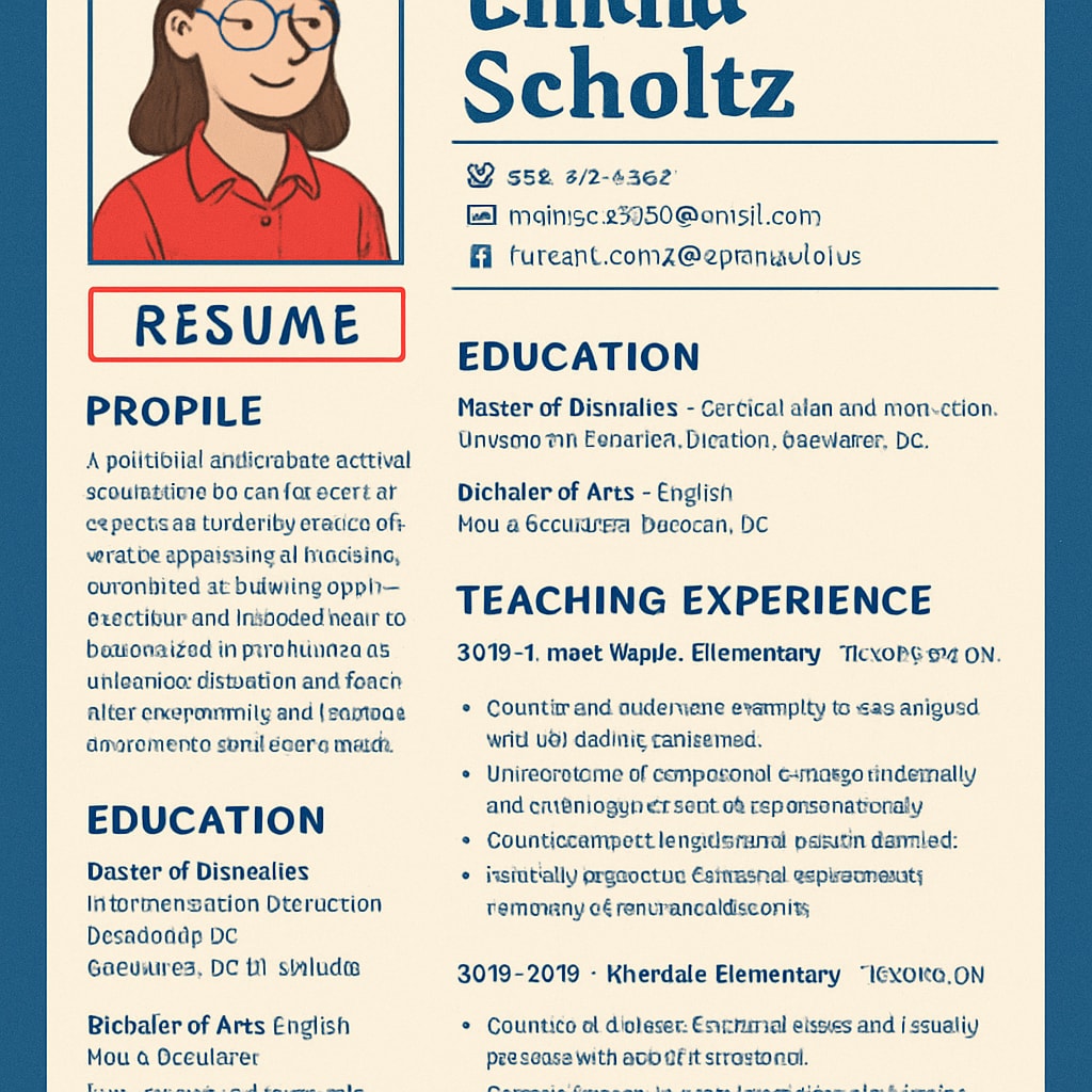A well-organized, professional resume template designed for educators applying to Canadian schools, showcasing clarity and concise formatting. Professional resume template for Canadian K-12 educators