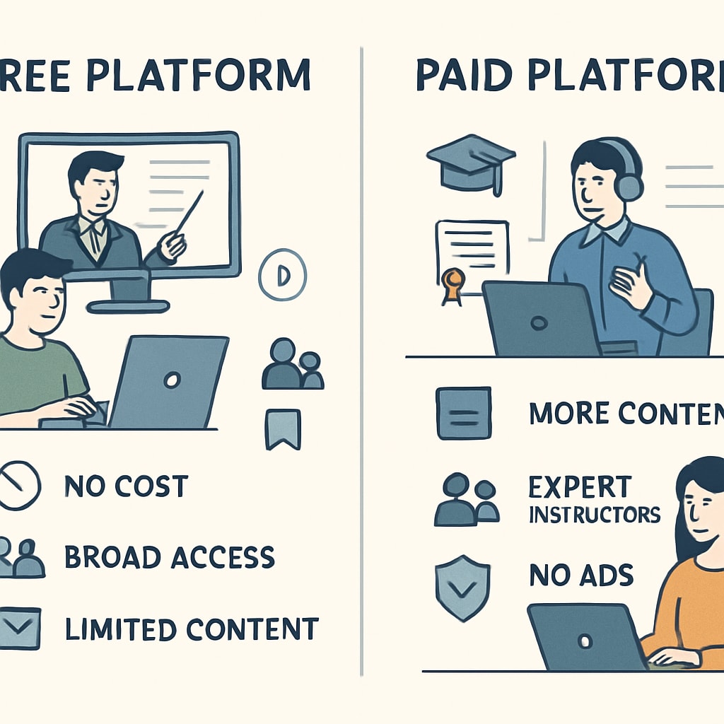 A comparison of free and paid educational platforms, highlighting their unique benefits. Table comparing free and paid learning resources for high school students.