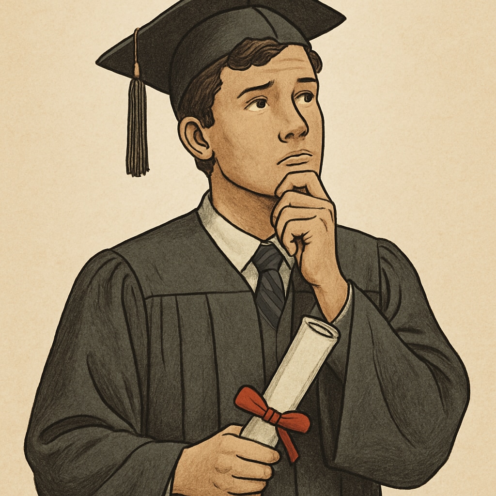 A student holding a diploma, looking thoughtful or contemplative, symbolizing the emotional impact of modified diplomas. A student reflecting on their modified high school diploma.