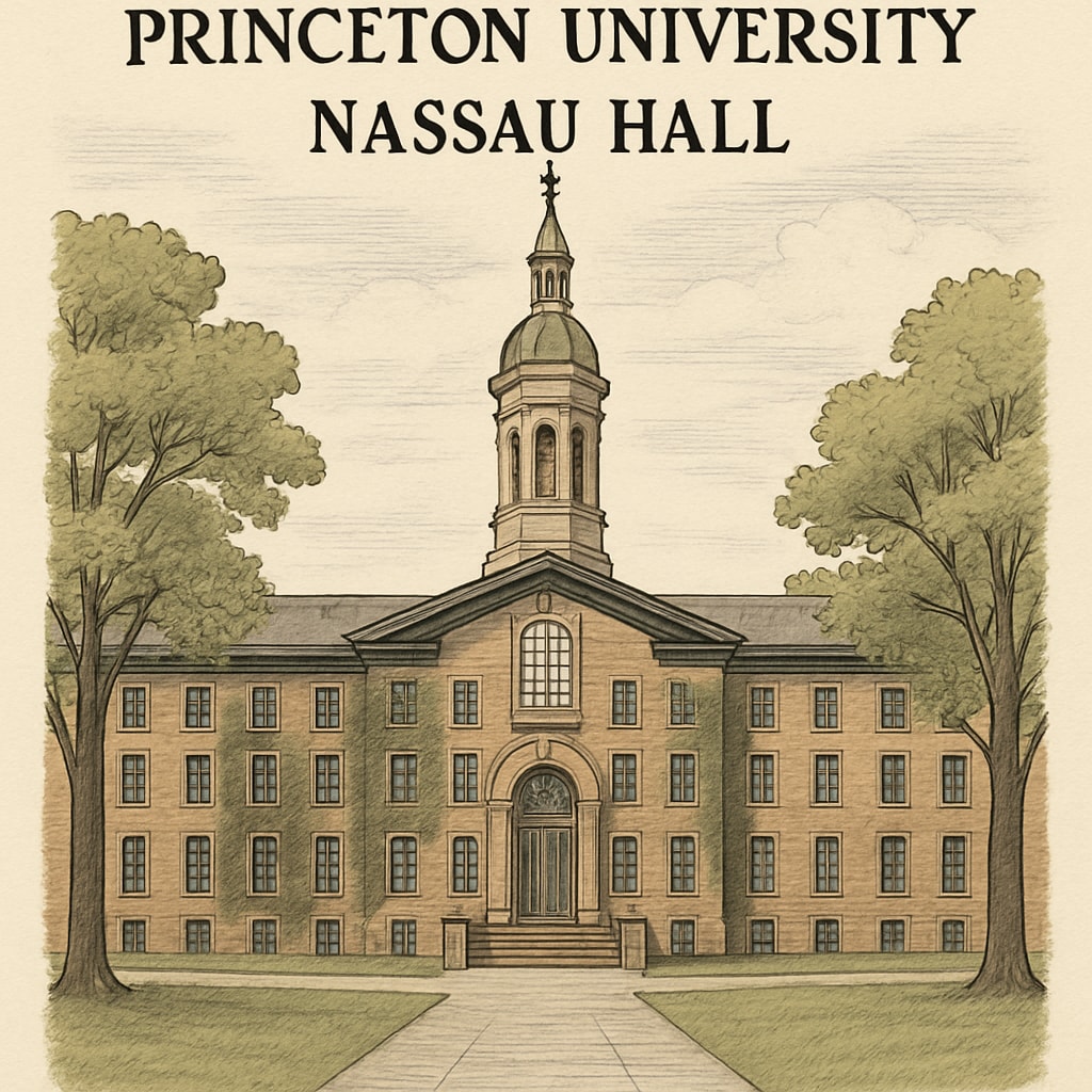 A historic view of Princeton University’s iconic Nassau Hall, symbolizing its legacy and prestige. Princeton University’s Nassau Hall, representing its educational legacy and prestige.