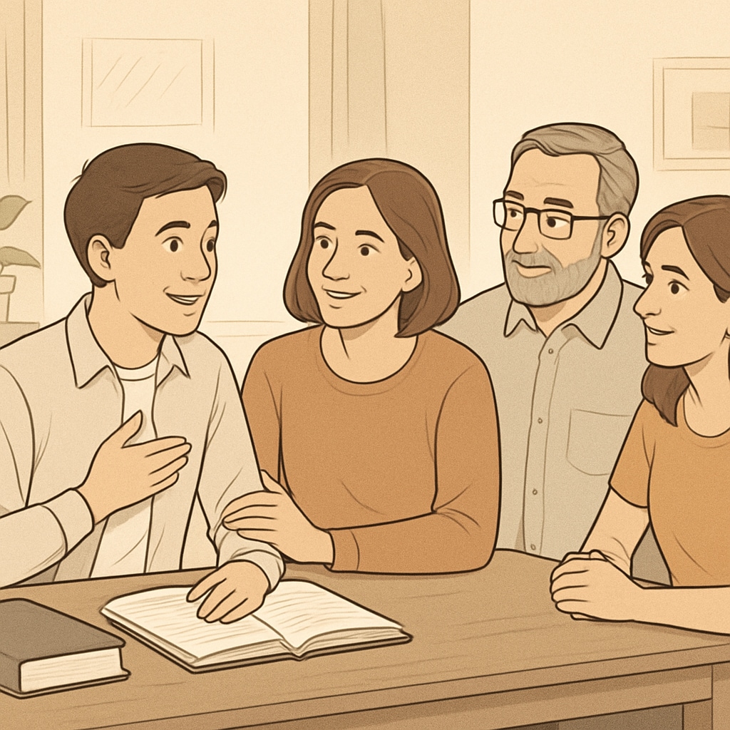 Family discussion about balancing expectations and personal medical aspirations.