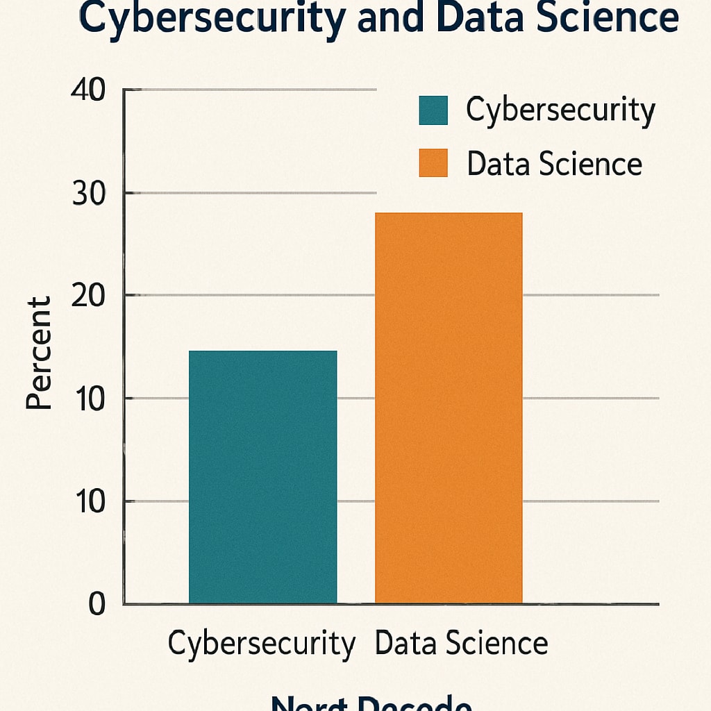 Job growth comparison chart for cybersecurity and data science.