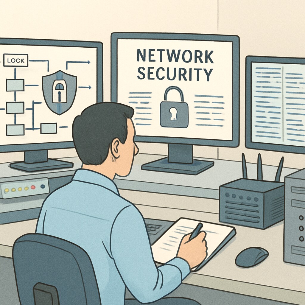 Cybersecurity professional analyzing network systems to prevent breaches.