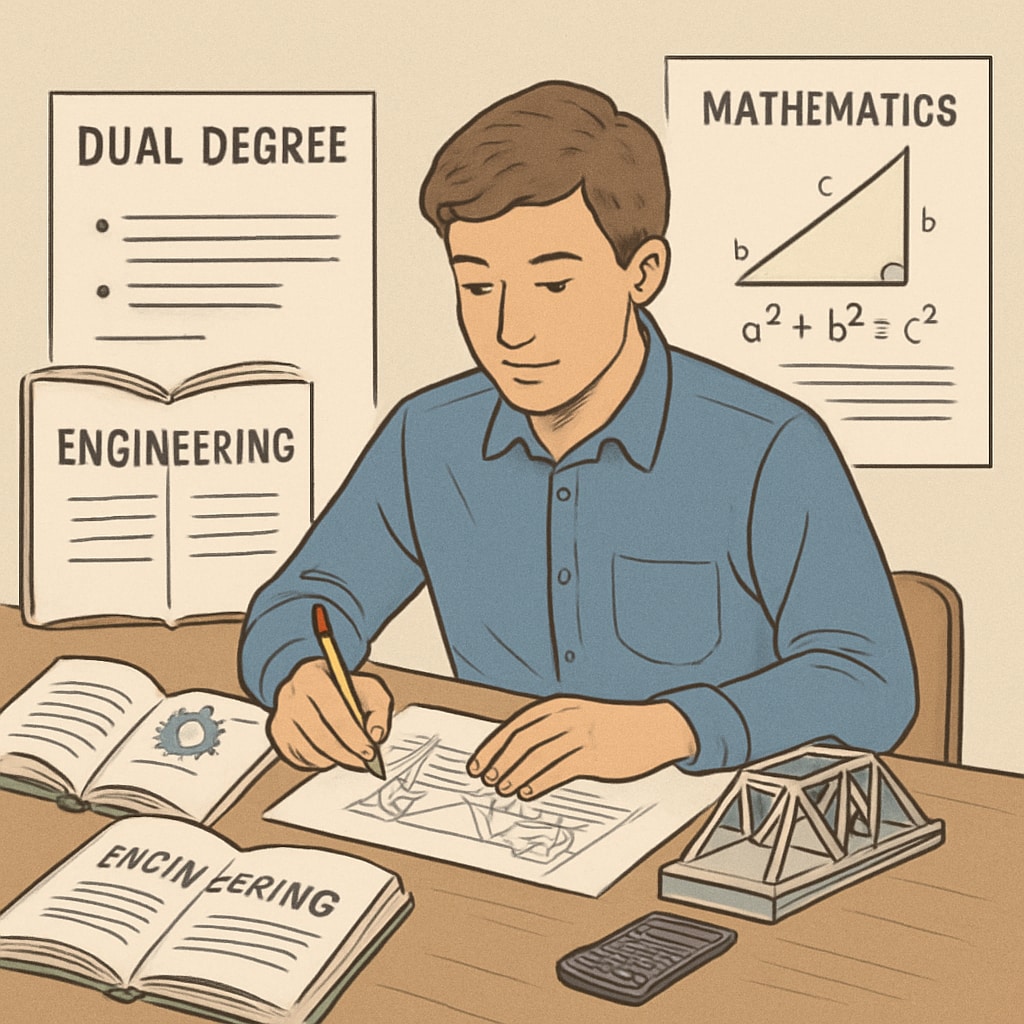 Dual-degree student balancing engineering and education coursework.