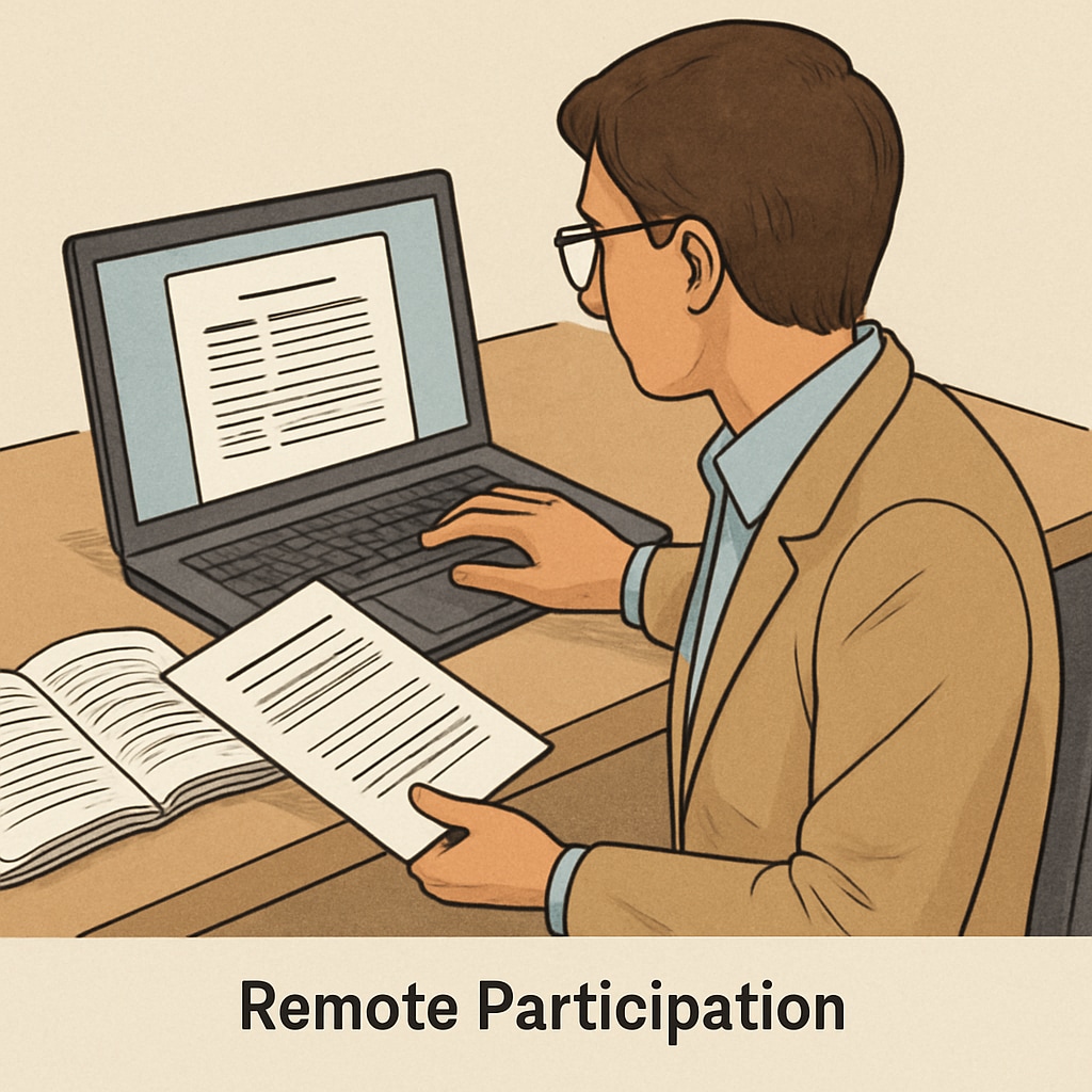 Close-up of a teacher reviewing reading materials on a laptop, symbolizing remote participation. Teacher evaluating text complexity on a laptop for research study.
