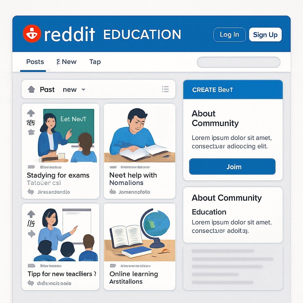 Screenshot of a Reddit education subreddit showcasing posts about K12 learning and teaching resources.