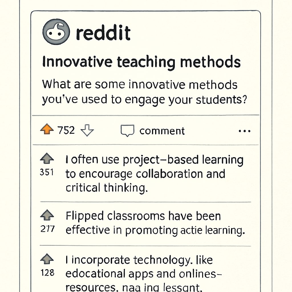 Screenshot of a Reddit thread where educators share teaching strategies and receive feedback.