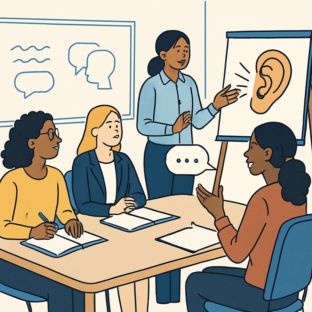 A professional setting where women entrepreneurs participate in an active listening workshop inspired by Sadhguru’s communication principles. Women entrepreneurs engaging in communication exercises inspired by Sadhguru’s feedback principles.