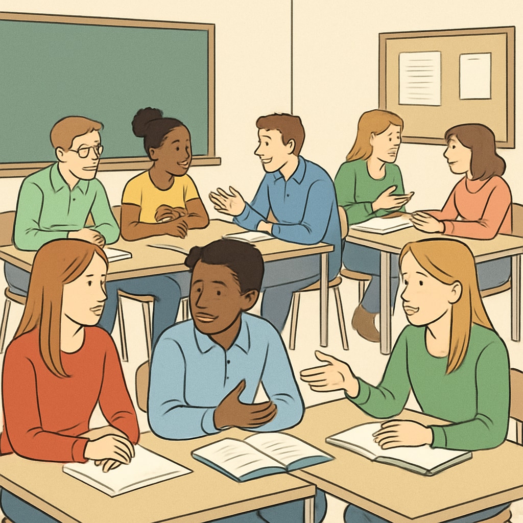 Students in a classroom engaging in discussions, illustrating the flexibility of the A Level system.