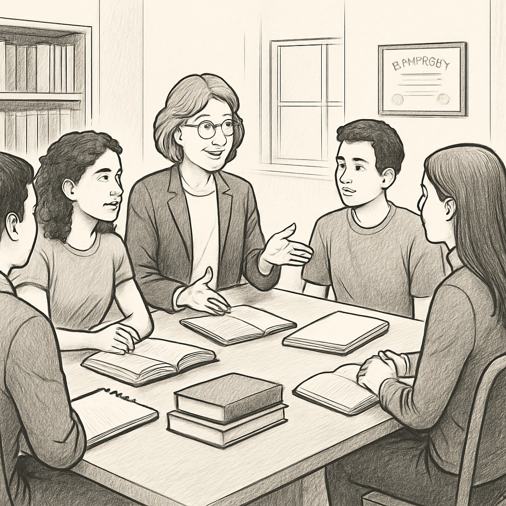 A group of students receiving academic advising from a counselor in a university setting. The image highlights the importance of individualized support systems in higher education. Students receiving academic advising to boost higher education completion rates