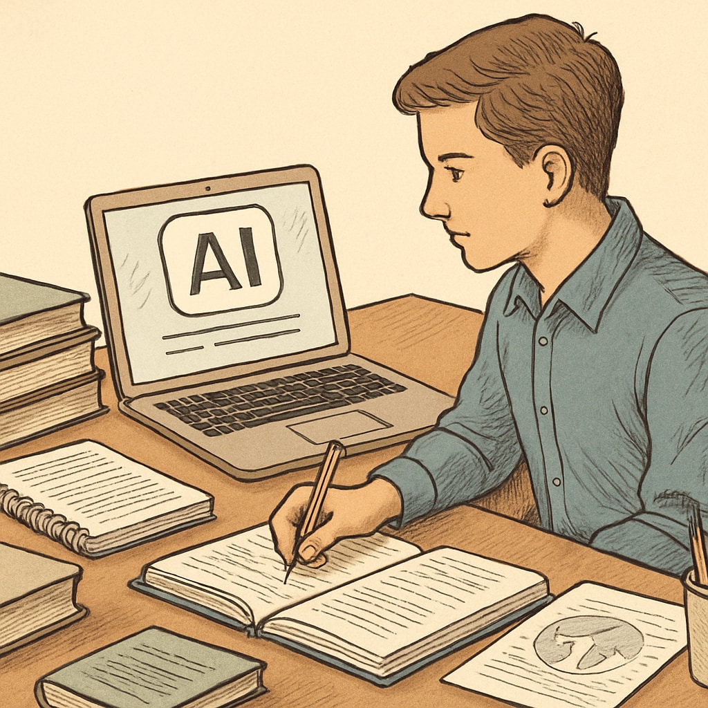 K12 student using AI tools for academic success.